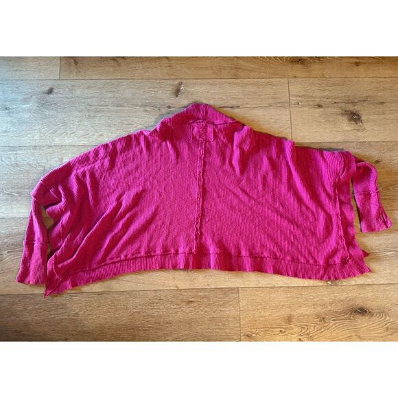 Free People Womens Pink Knit Cropped Oversized Sweatshirt Size Small - Picture 2 of 3